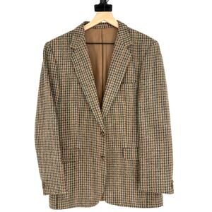 Vintage Magee Mens Tweed Blazer Jacket Brown Houndstooth Plaid G Stanley Son 42R